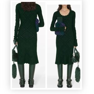 Burberry Women's Forest Green Stretch Long Sleeve Sweater Dress $5478